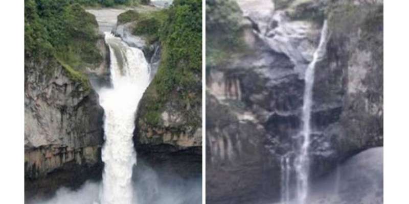 پراسرار گڑھے نے ایکواڈور کی سب سے بڑی آبشار کو راتوں رات غائب کر دیا
