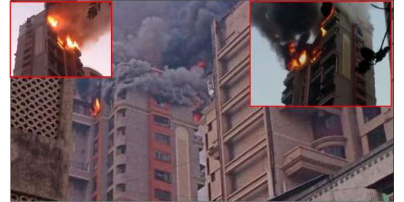 ممبئی میں سیکٹر 44 نیرول میں واقع ایک عمارت میں لگی آگ کے خوفناک مناظر