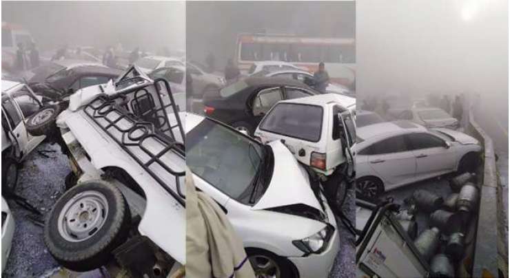 شیخوپورہ،شدید دھند کے باعث ایم ٹو پر متعدد گاڑیوں میں تصادم،16افراد زخمی