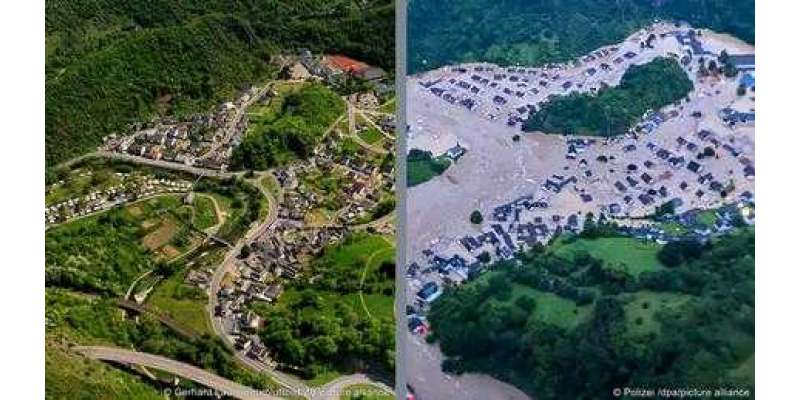 سیلاب سے پہلے اور سیلاب کے بعد، جرمنی تصاویر میں