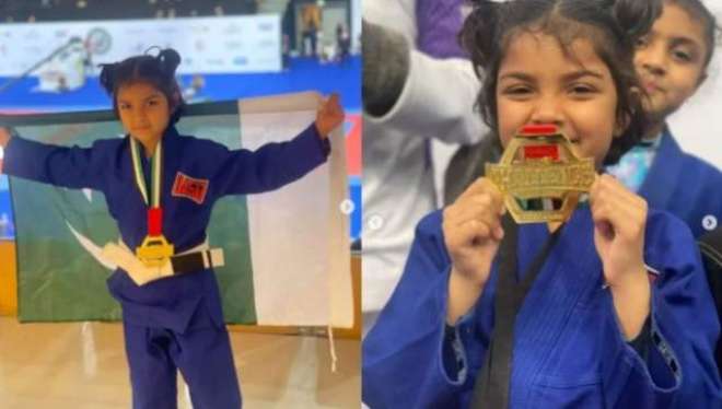 7 سالہ پاکستانی کھلاڑی عنایہ نوید ڈار نے بین الاقوامی جوجِٹسو مقابلے میں گولڈ میڈل جیت لیا