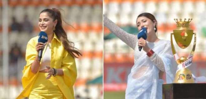 ایشیا کپ افتتاحی تقریب میں مغربی لباس زیب تن کرنے والی عائمہ بیگ تنقید کی زد میں