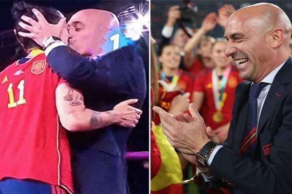 خاتون کھلاڑی کو بوسہ دینے پر اسپین فٹبال چیف کو تنقید کا سامنا
