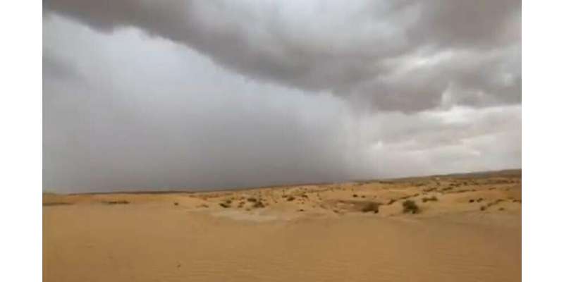 عرب امارات ، تپتے صحرا میں 50 ڈگری میں بارش سے موسم حسین ہوگیا