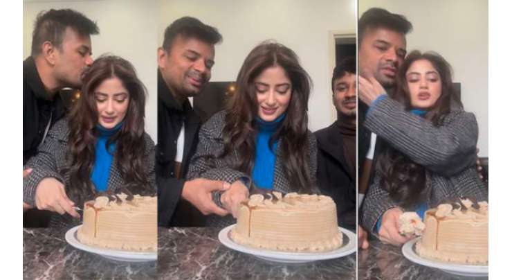 اداکارہ سجل علی کو اپنی سالگرہ کا کیک میک اپ آرٹسٹ کے ساتھ کاٹنے پر تنقید کا سامنا