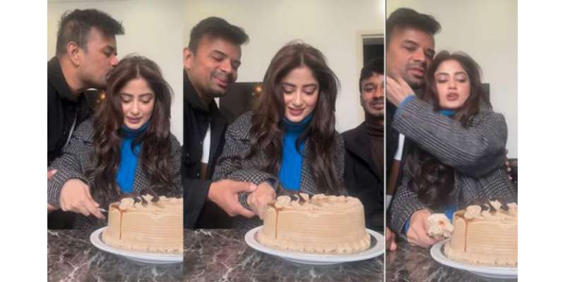 اداکارہ سجل علی کو اپنی سالگرہ کا کیک میک اپ آرٹسٹ کے ساتھ کاٹنے پر ..