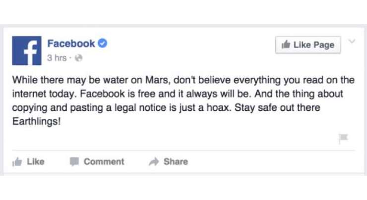 Do not believe the hoax Facebook is NOT about to start charging for private profiles