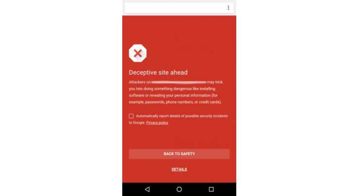 Chrome for Android protects you from dangerous websites