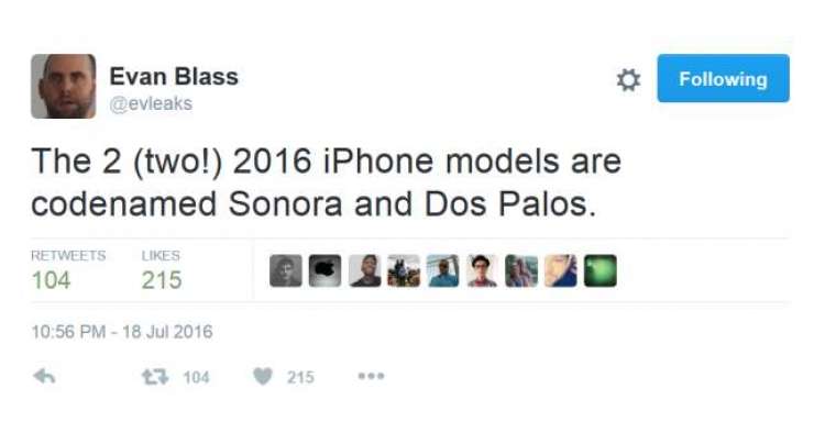 Evan Blass says there will be two iPhone 7 models