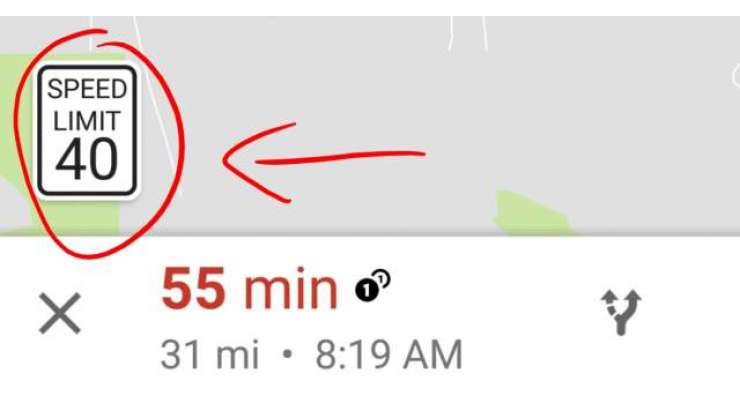 Google Maps Tests Showing Speed Limits