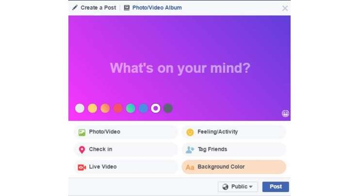 Facebook Desktop User Can Color Their Status
