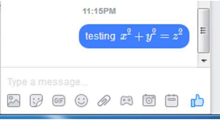 Write mathematical formulae in facebook messenger