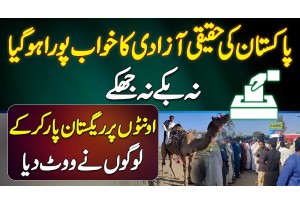 Pakistan Ki Haqeeqi Azadi Ka Khwab Pura Ho Gaya - Camels Par Desert Cross Kar Ke Logo Ne Vote Dala
